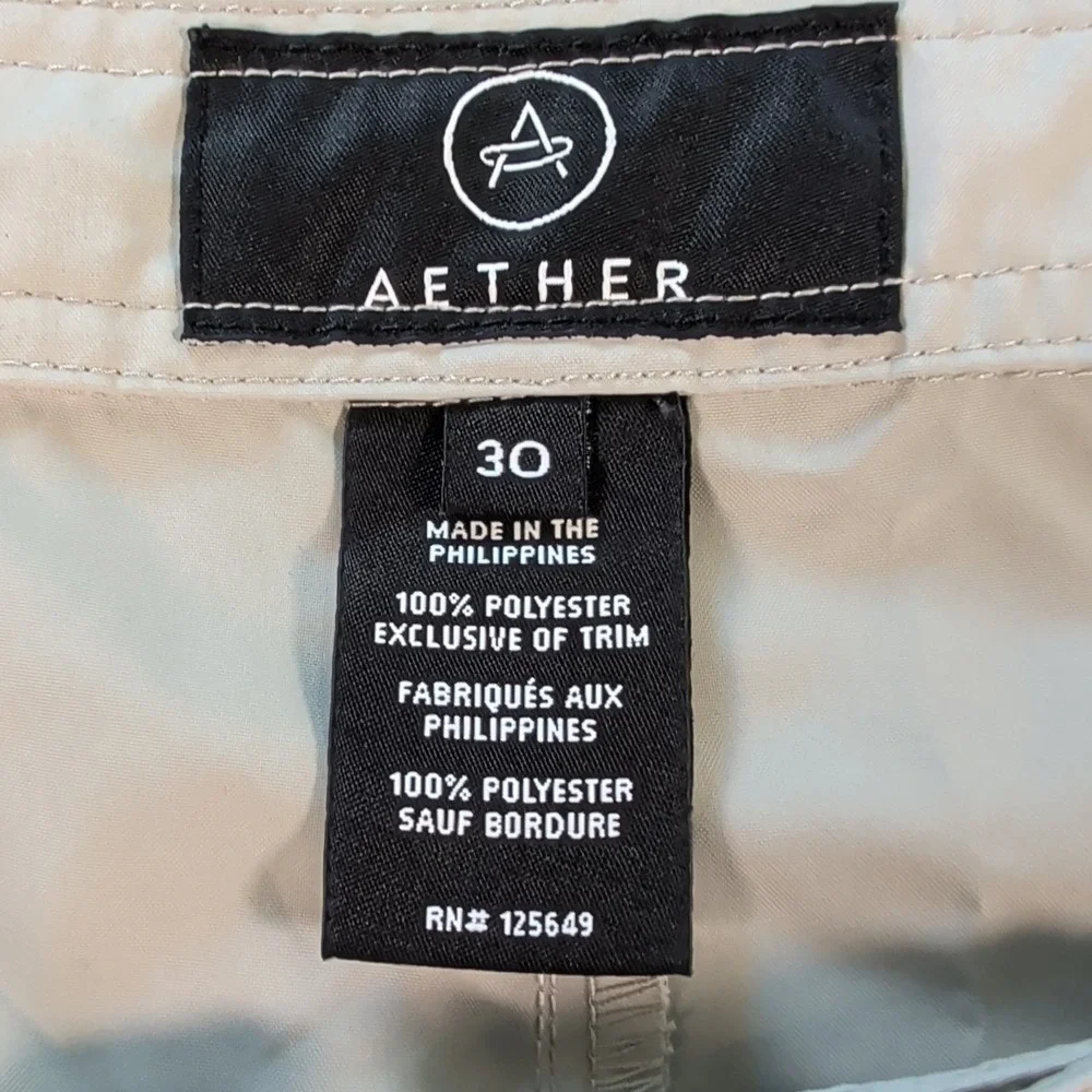 AETHER Desert Tan Coastal Boardshorts Size 30 Hook & Loop Fly Hybrid Submersible